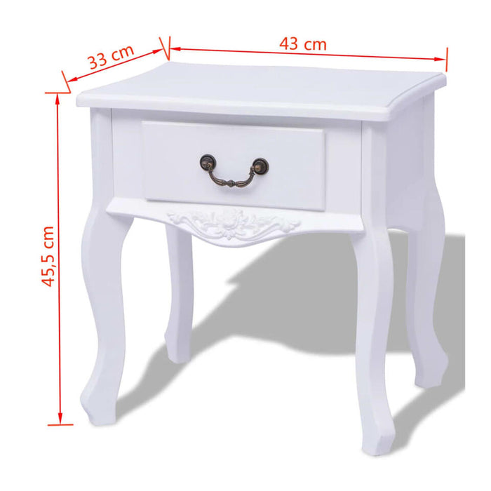 UNICORN Bedside table bedroom furniture country white Width 43 cm Depth 33 cm Height 45.5 cm