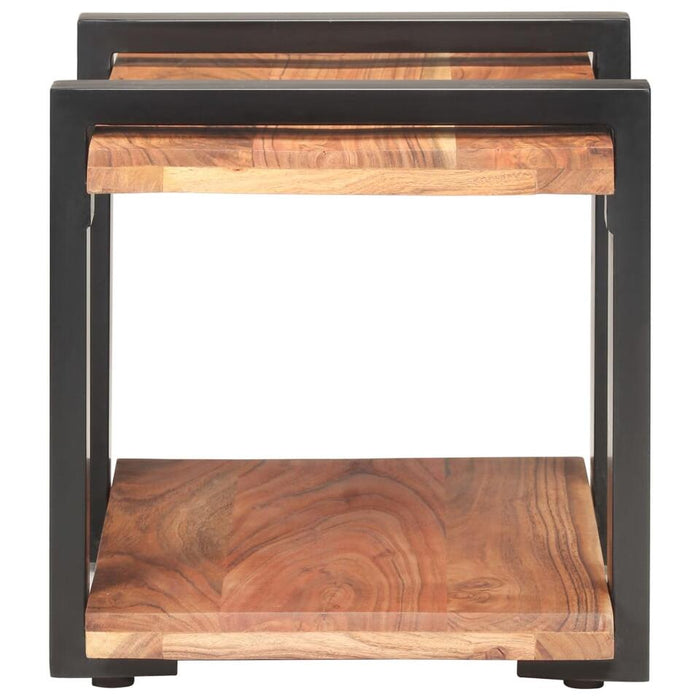 UNICORN Bedside table bedroom furniture solid acacia wood brown black Width 50 cm Depth 40 cm Height 40 cm