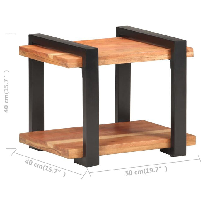 UNICORN Bedside table bedroom furniture solid acacia wood brown black Width 50 cm Depth 40 cm Height 40 cm