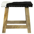 UNICORN Benches decorative wood cow leather black and white 46 cm