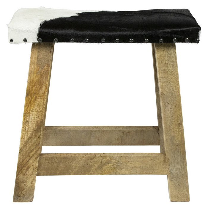 UNICORN Benches decorative wood cow leather black and white 46 cm