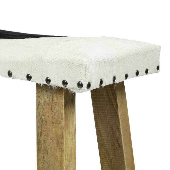 UNICORN Benches decorative wood cow leather black and white 46 cm