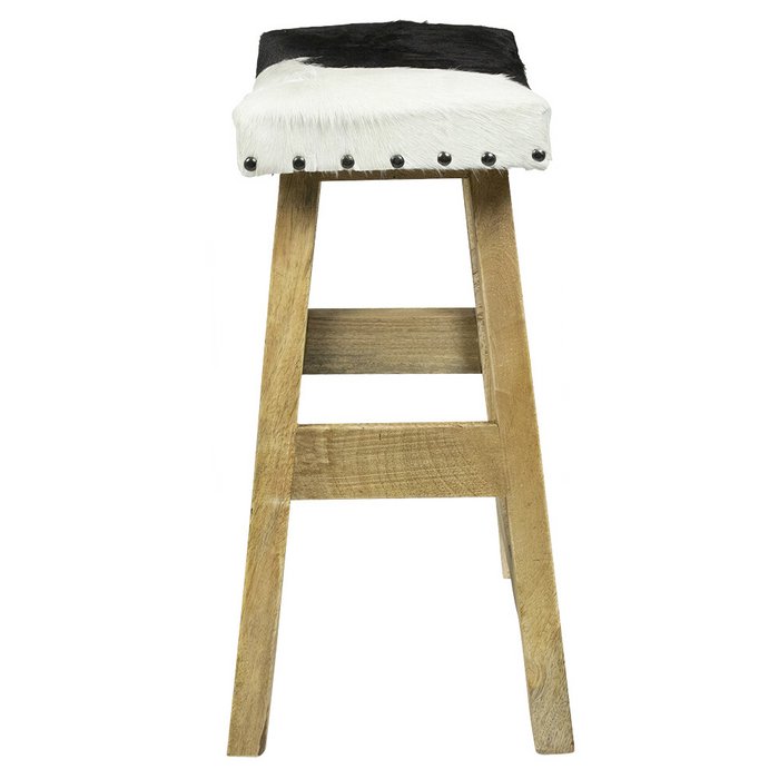 UNICORN Benches decorative wood cow leather black and white 46 cm