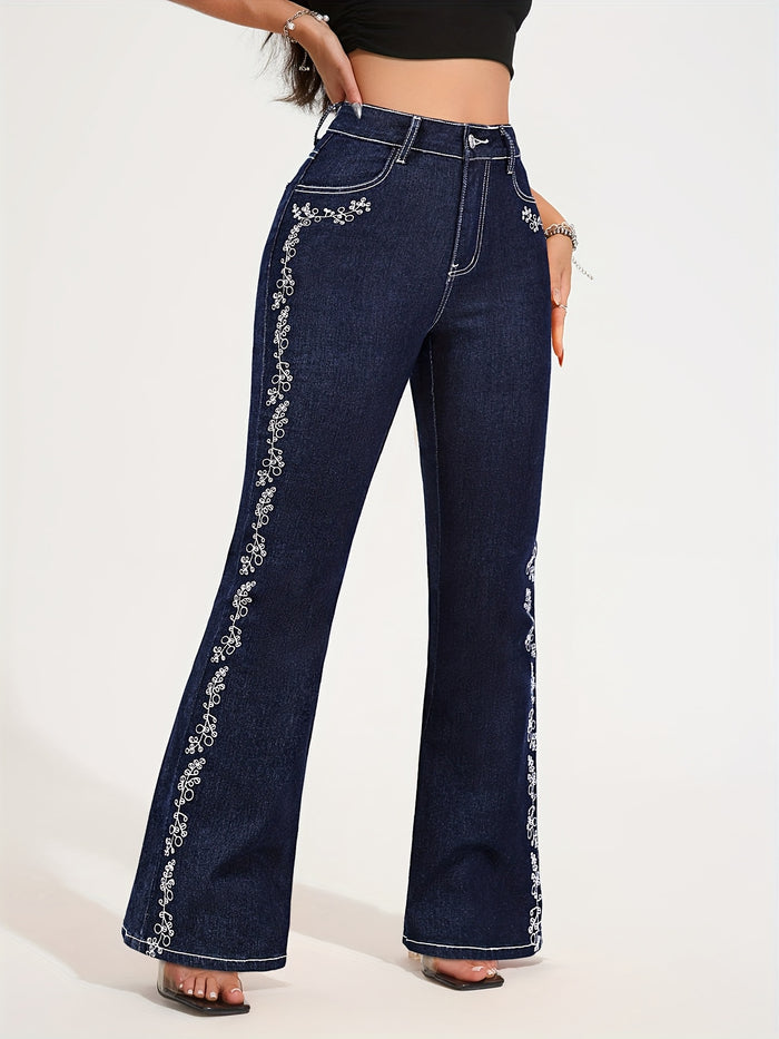 UNICORN Black Embroidered Women Denim Long Pants xs s m l xl
