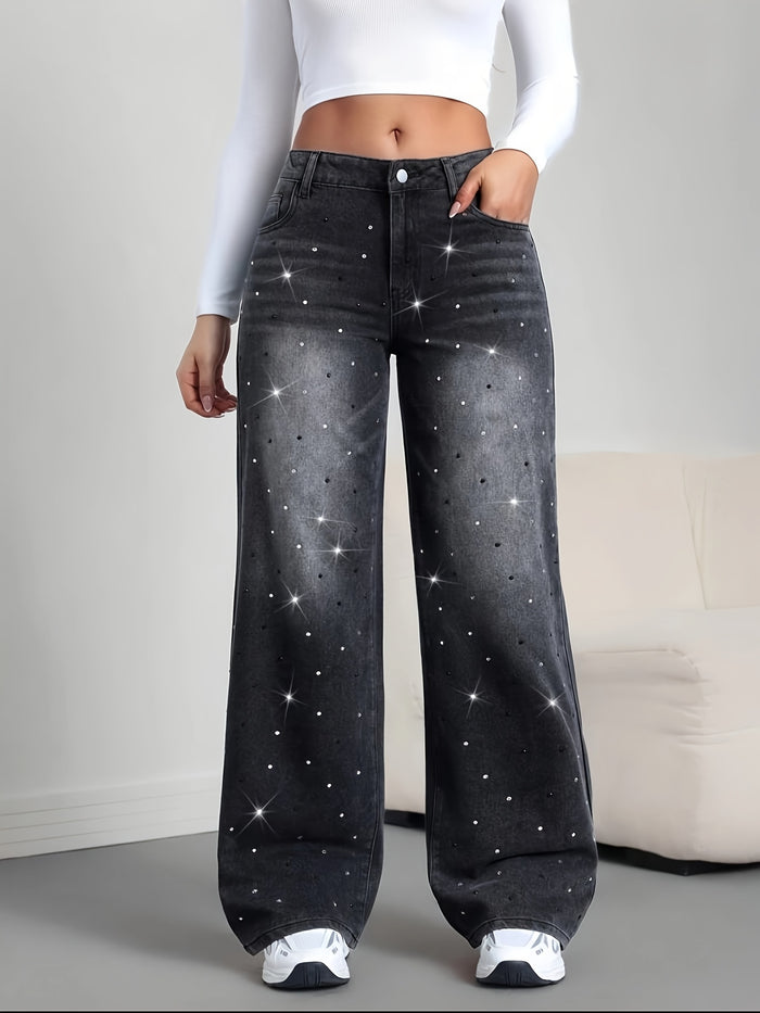 UNICORN Black Skinny Jeans Adorned with Sparkling Rhinestones xs s m l xl xxl