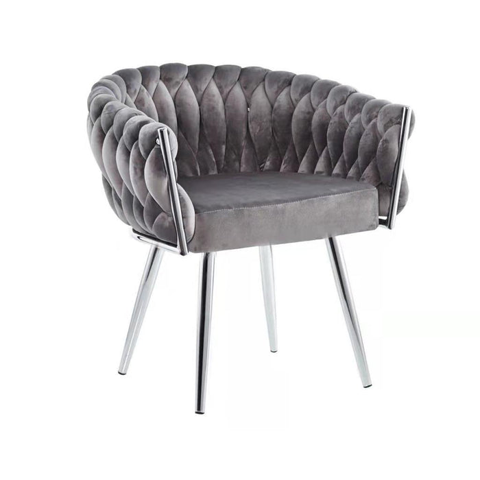 UNICORN bucket chair with a velvet gray chrome frame