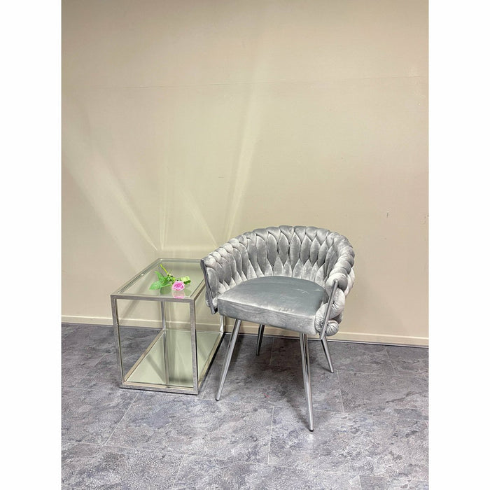 UNICORN bucket chair with a velvet gray chrome frame