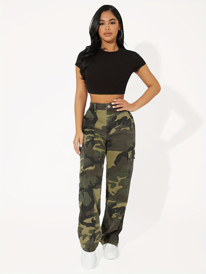 UNICORN Camouflage Print Flap Pocket Side Cargo Jeans xxs xs s m l