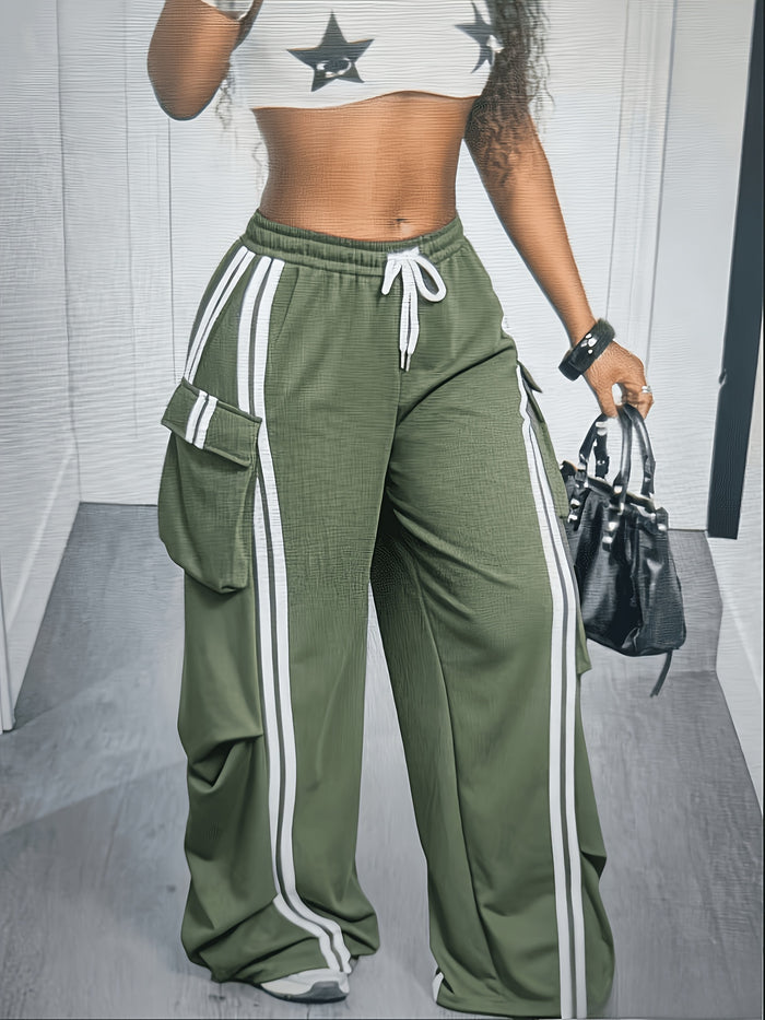 UNICORN Cargo Wide Leg Pants with Drawstring Waist, Loose Straight Street Style s m l xl xxl