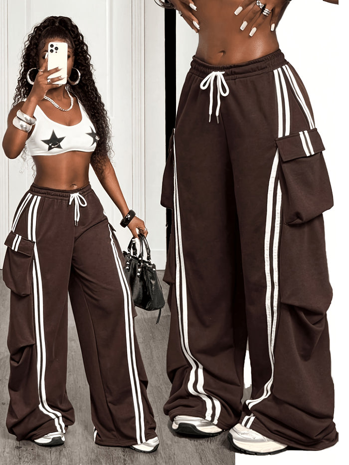 UNICORN Cargo Wide Leg Pants with Drawstring Waist, Loose Straight Street Style s m l xl xxl