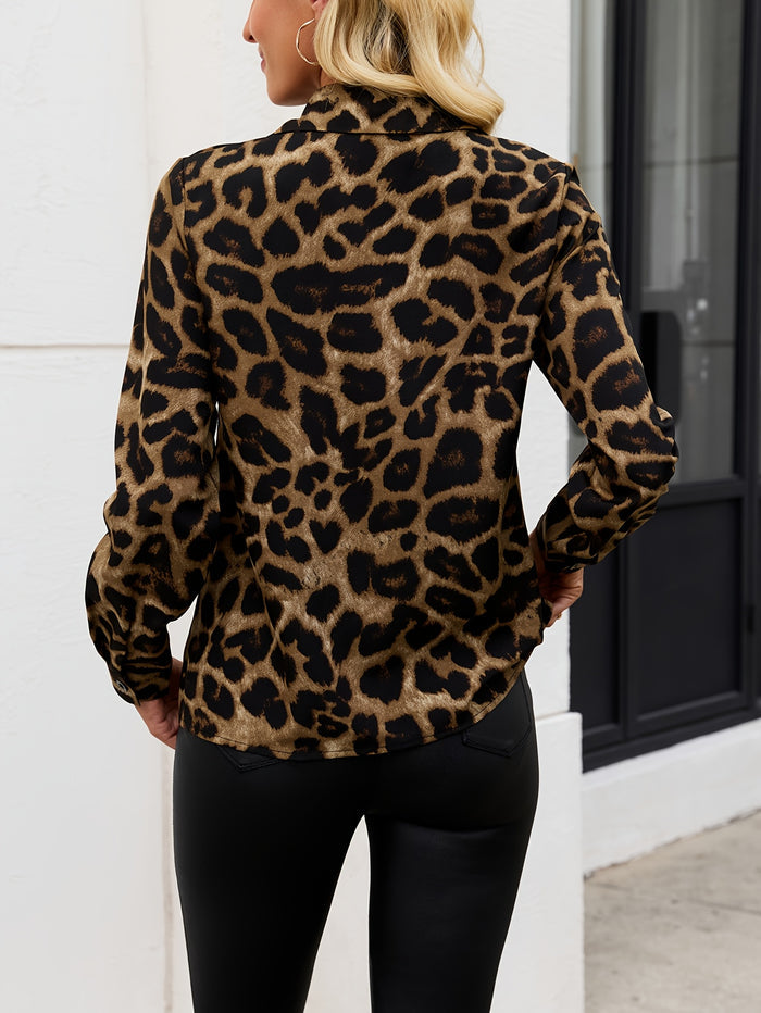 UNICORN Casual Long-Sleeve Shirt with Leopard Print Polo Collar And Buttons s m l xl xxl