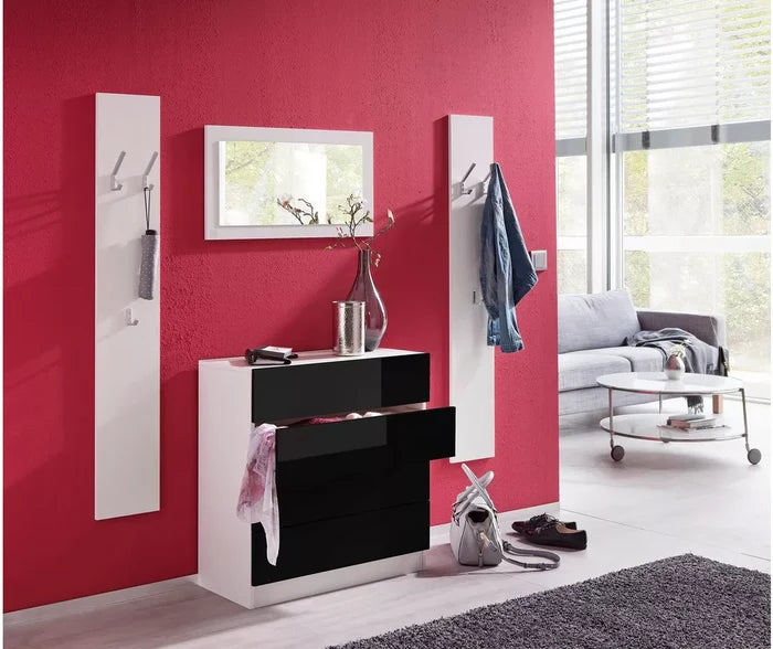 UNICORN Chest of Drawers Dresser modern white black Width 76 cm Depth 35 cm Height 79 cm