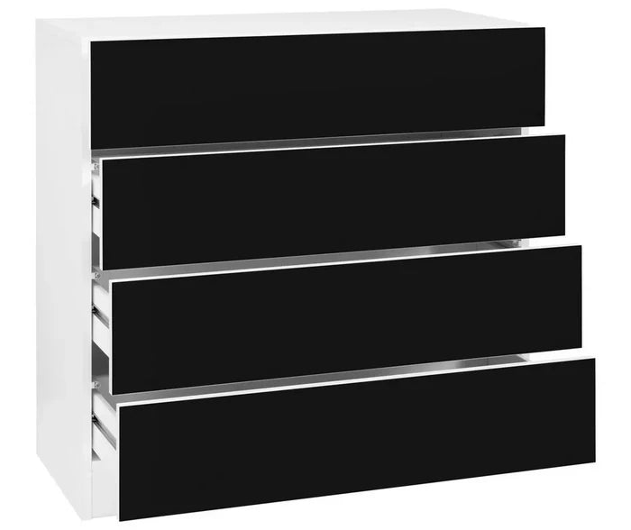 UNICORN Chest of Drawers Dresser modern white black Width 76 cm Depth 35 cm Height 79 cm