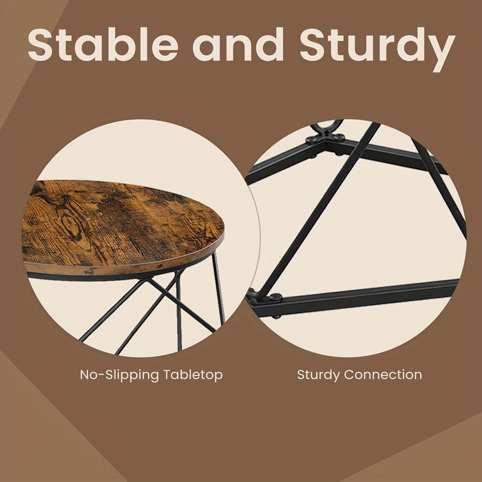 UNICORN Coffee Tables, Set of 2 Side Tables, Robust Steel Frame Brown Black White