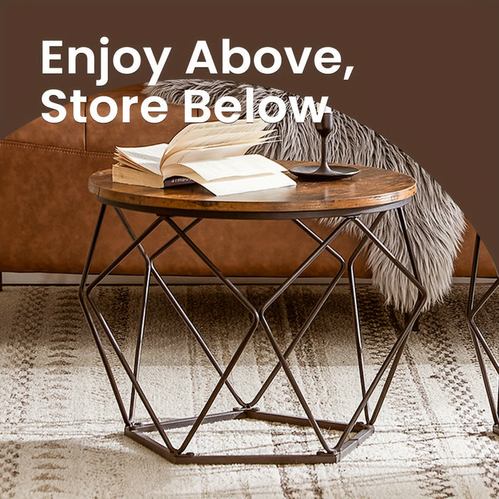UNICORN Coffee Tables, Set of 2 Side Tables, Robust Steel Frame Brown Black White