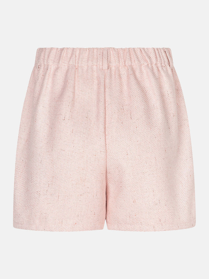 UNICORN Dames Roze Tweed Short – Elegante High Waist Short met Luxe Structuur xs s m l xl