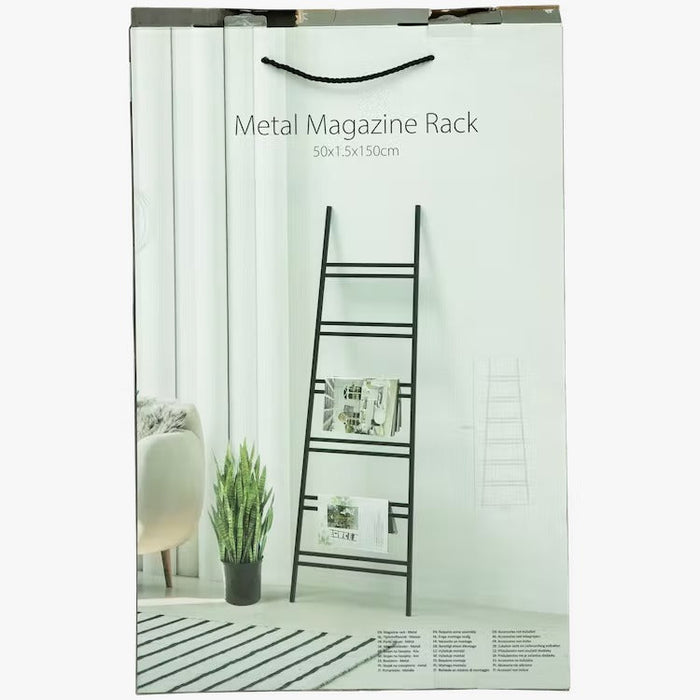 UNICORN Decorative Ladder Stepladder Metal Black 150 cm High