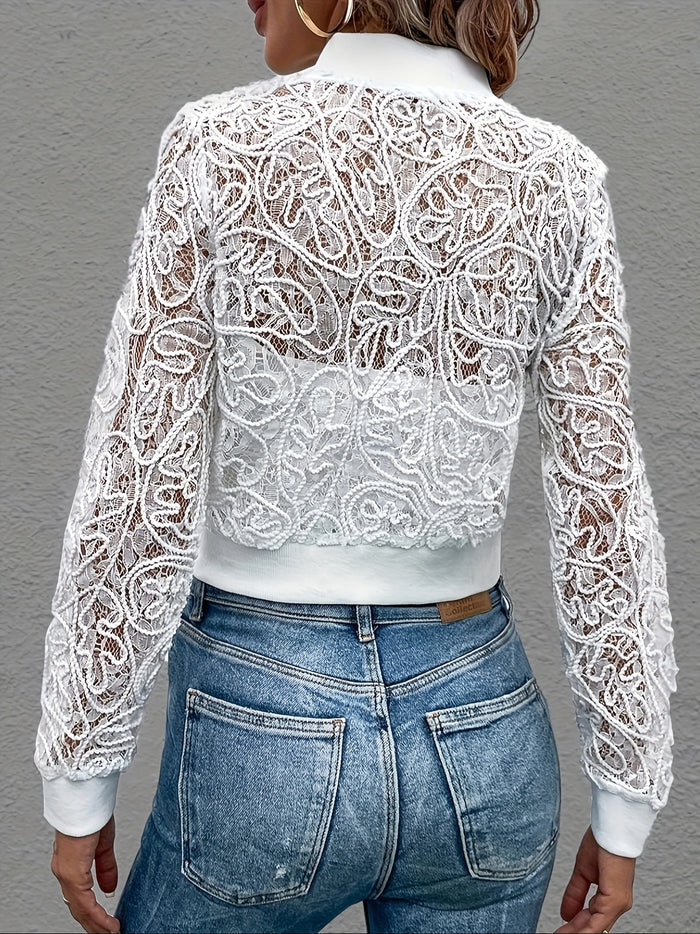 UNICORN Lace Ribbed Zipper Cardigan Collar Jacket Long Sleeve Women's s m l xl xxl