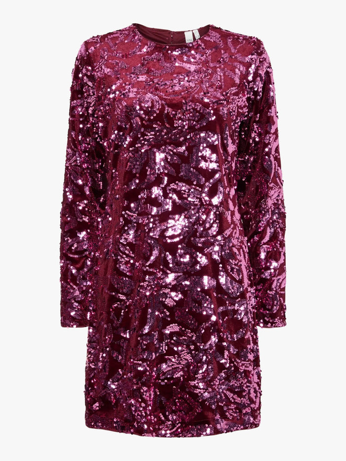 UNICORN ladies Berry Sequin Dress Luxury Sequin Dress in Burgundy Pink xs s m l xl