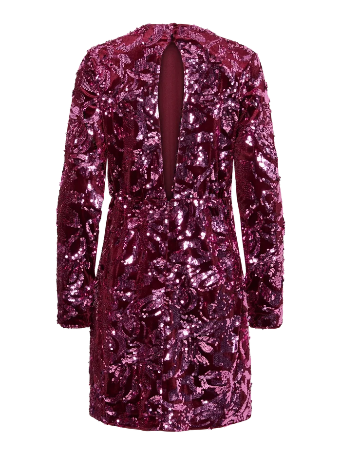 UNICORN ladies Berry Sequin Dress Luxury Sequin Dress in Burgundy Pink xs s m l xl