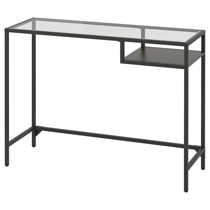 UNICORN Laptop table black-brown glass 100x36 cm
