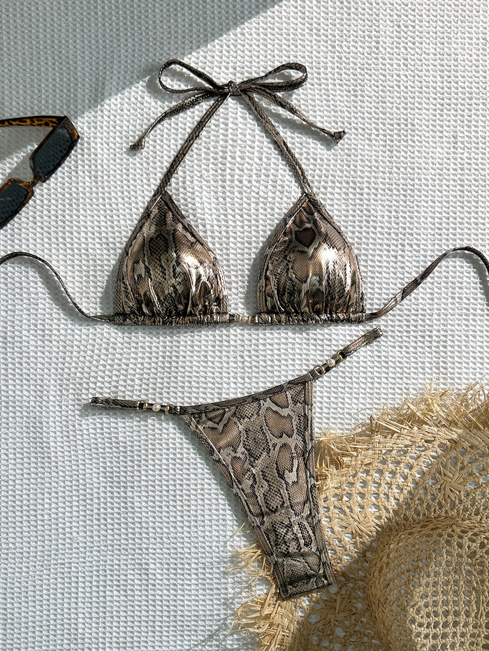UNICORN Leopard Print Halter Neck Bikini Set, 2pcs, Ideal for Vacation xs s m l