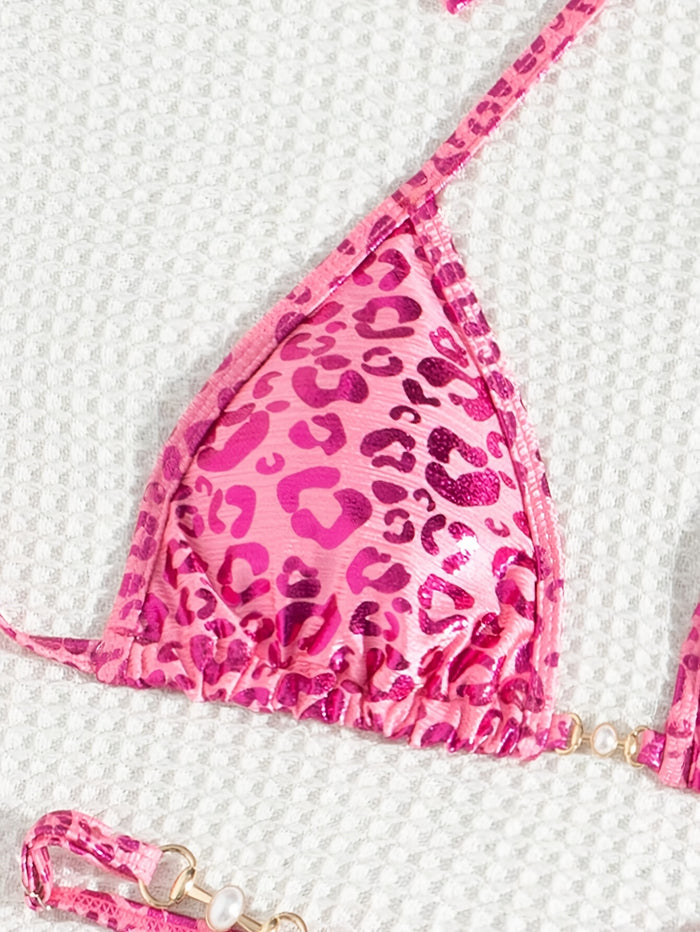 UNICORN Leopard Print Halter Neck Bikini Set, 2pcs, Ideal for Vacation xs s m l