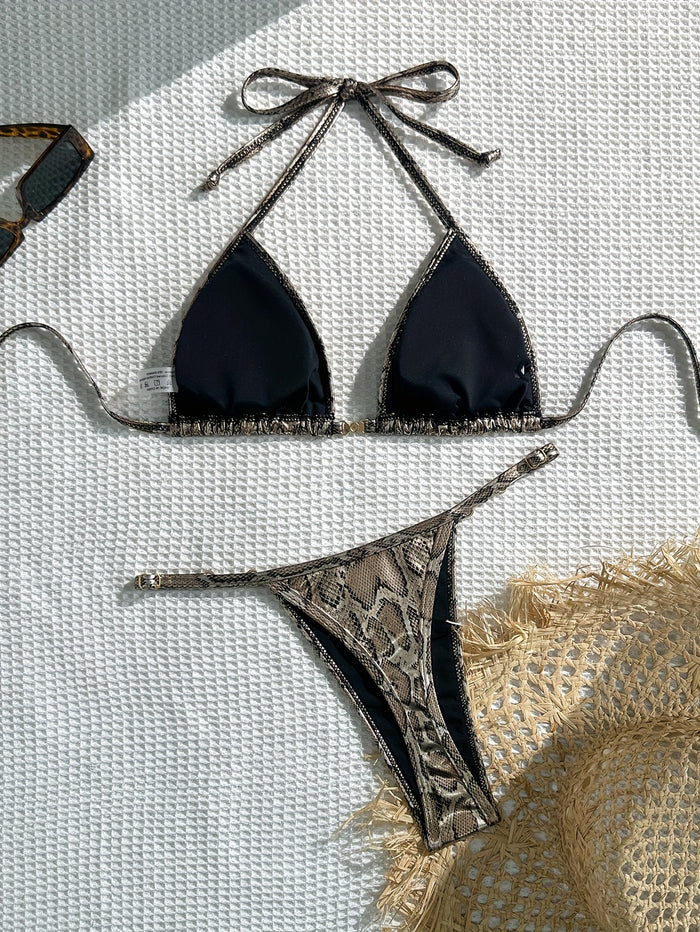UNICORN Leopard Print Halter Neck Bikini Set, 2pcs, Ideal for Vacation xs s m l