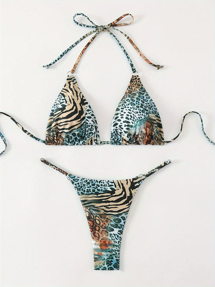 UNICORN Leopard Print New Backless Tie-up Bikini with Padded Swimsuit s m l xl