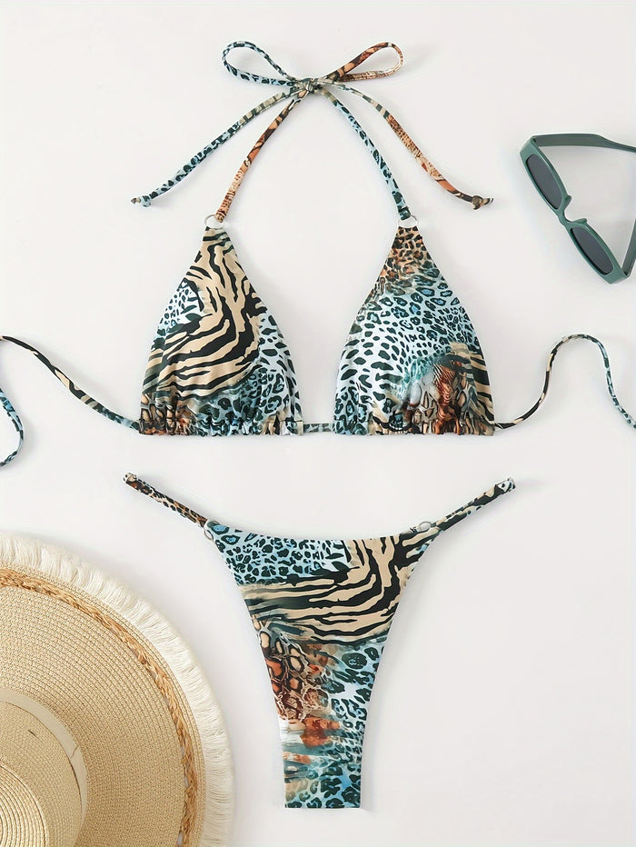 UNICORN Leopard Print New Backless Tie-up Bikini with Padded Swimsuit s m l xl