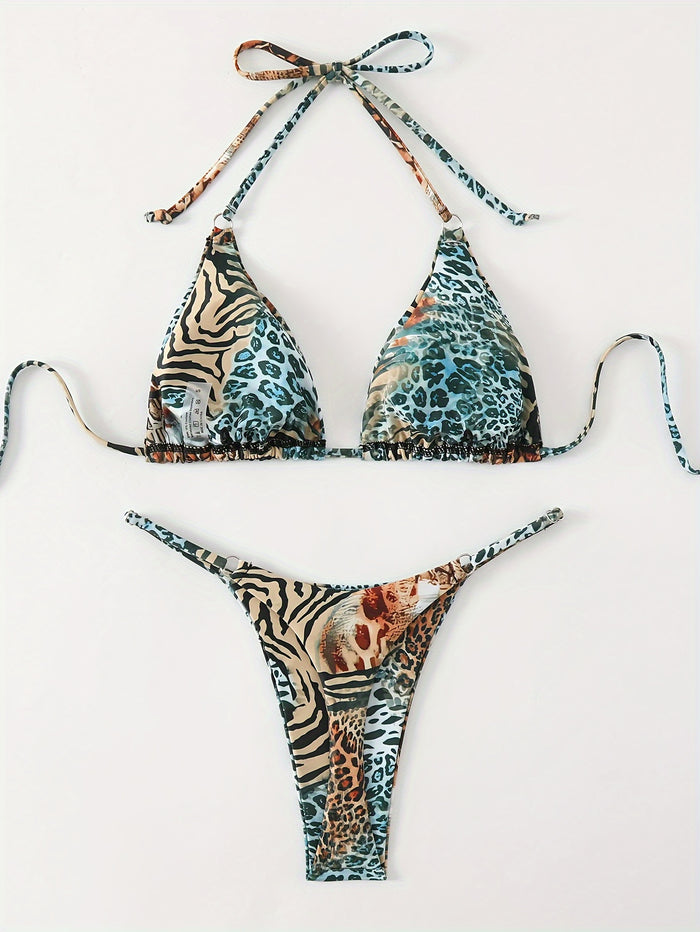 UNICORN Leopard Print New Backless Tie-up Bikini with Padded Swimsuit s m l xl