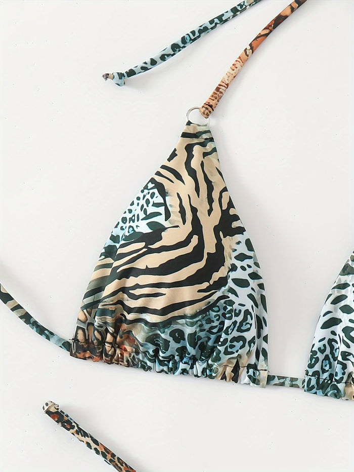 UNICORN Leopard Print New Backless Tie-up Bikini with Padded Swimsuit s m l xl