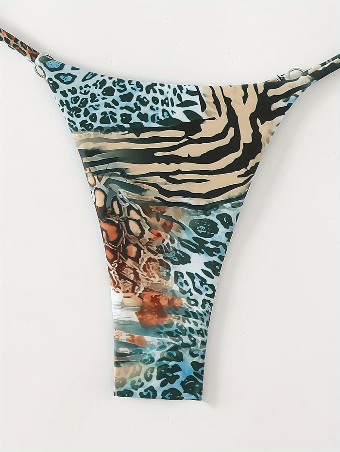 UNICORN Leopard Print New Backless Tie-up Bikini with Padded Swimsuit s m l xl