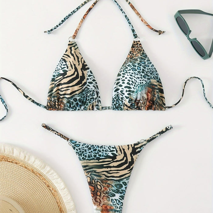 UNICORN Leopard Print New Backless Tie-up Bikini with Padded Swimsuit s m l xl