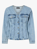 UNICORN Light Blue Collarless Denim Jacket Fitted Denim Jacket for Women xs s m l xl
