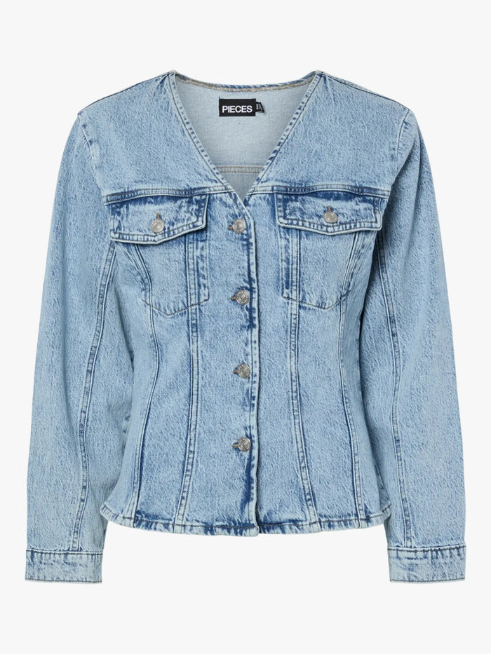 UNICORN Light Blue Collarless Denim Jacket Fitted Denim Jacket for Women xs s m l xl