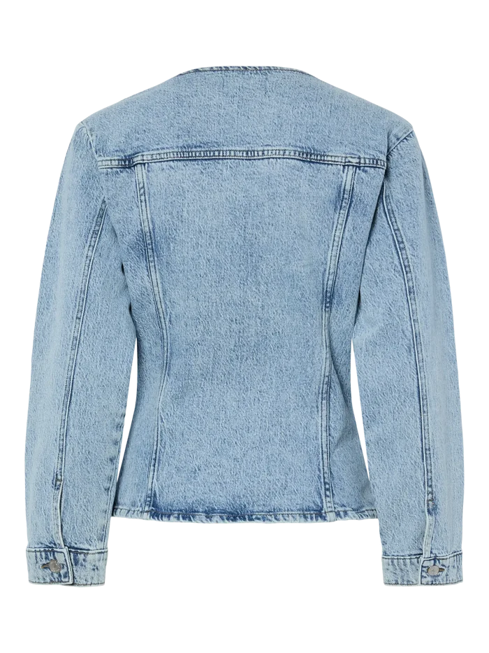 UNICORN Light Blue Collarless Denim Jacket Fitted Denim Jacket for Women xs s m l xl