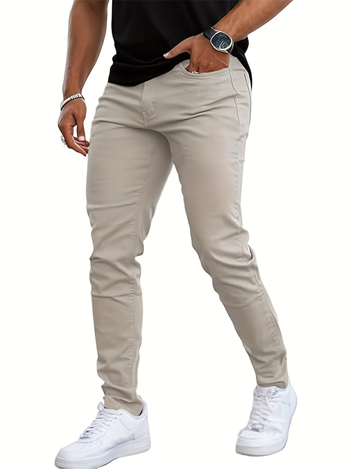 UNICORN Men Casual Slim-Fit Stretch Pants Apricot Beige Red s m l xl xxl