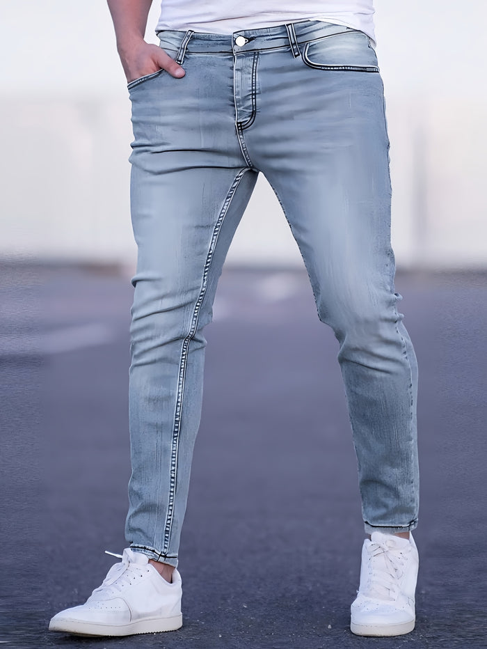 UNICORN Men Casual Slim-Fit Stretch Pants Blue Grey s m l xl xxl