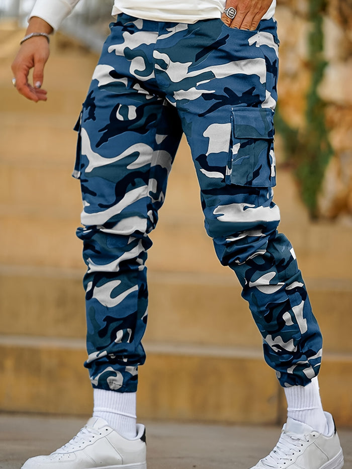 UNICORN Men Multi-Pocket Camouflage Jogger Pants Blue Green s m l xl xxl