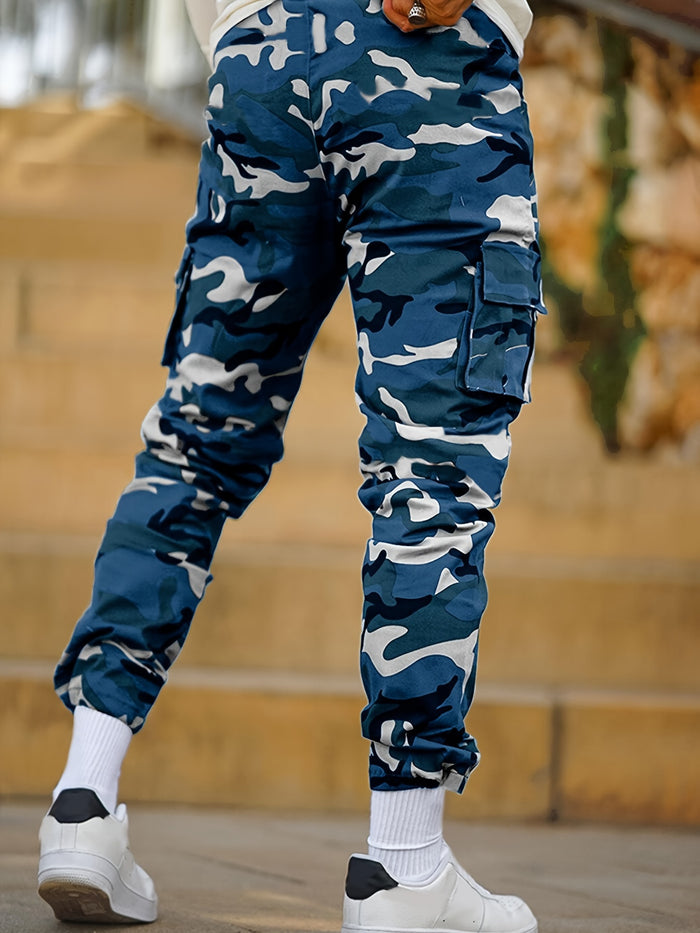 UNICORN Men Multi-Pocket Camouflage Jogger Pants Blue Green s m l xl xxl