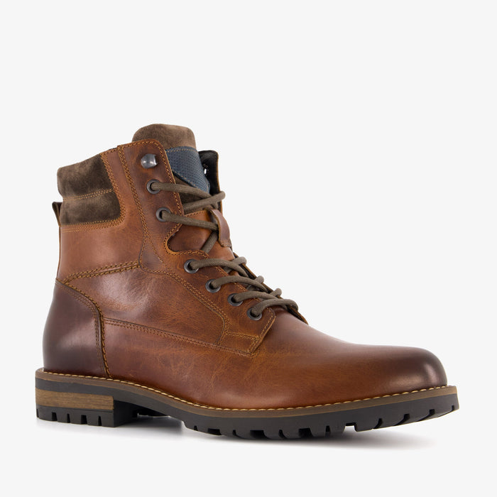 UNICORN Men's Leather Lace-Up Boots Cognac Size 40 41 42 43 44 45 46