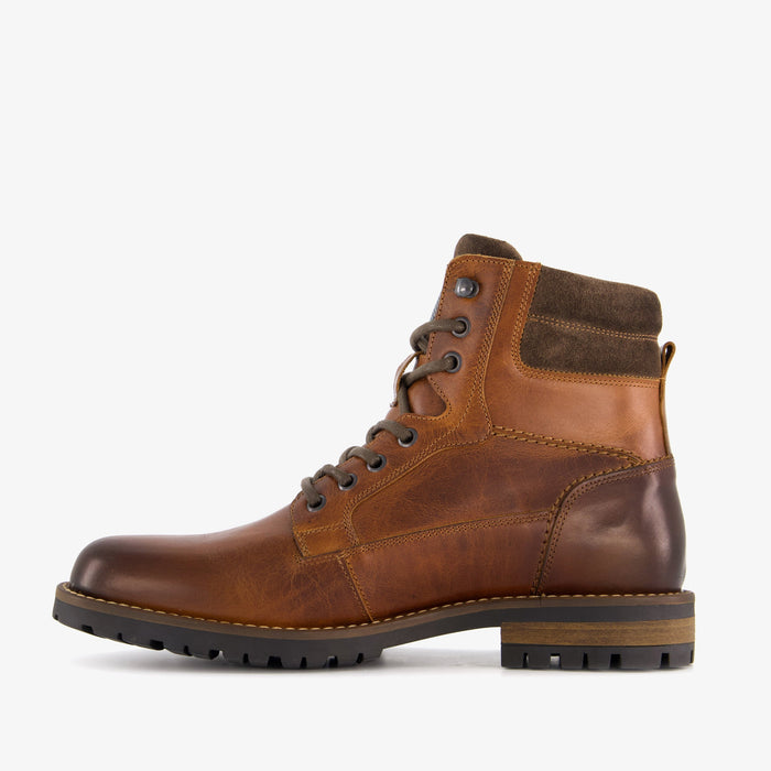 UNICORN Men's Leather Lace-Up Boots Cognac Size 40 41 42 43 44 45 46