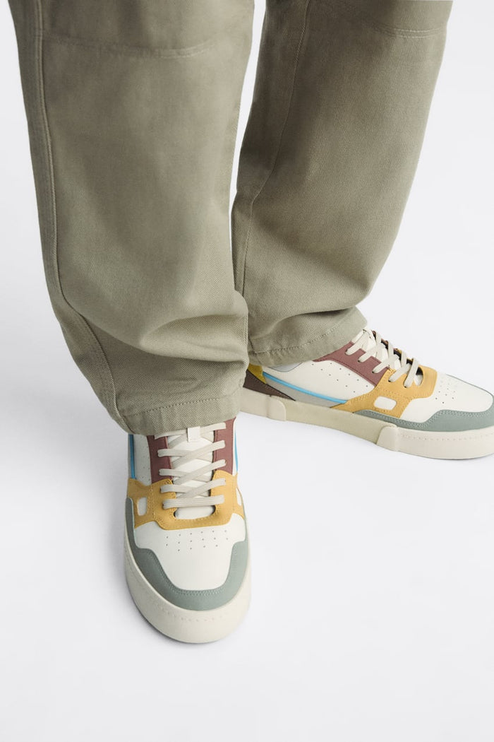 UNICORN men's low-top sneakers lace-up shoes white, yellow, brown, sizes 39 to 47