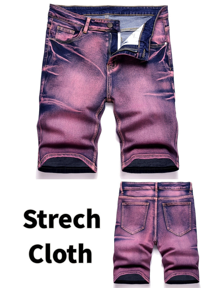 UNICORN Mens Pink Stretch Denim Bermuda Shorts Casual Style Stretch Fabric s m l xl xxl