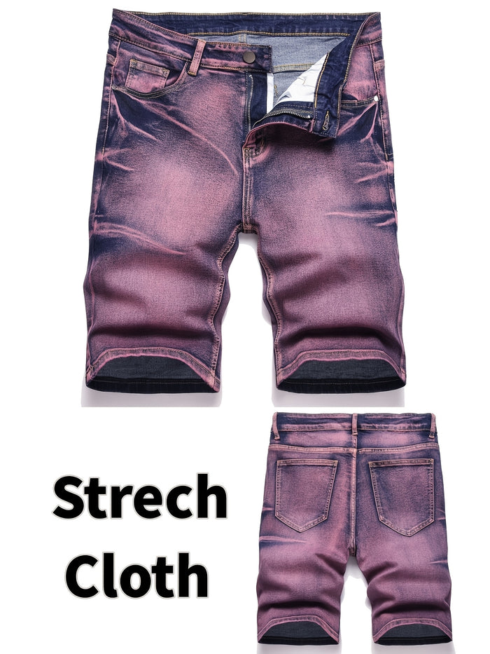 UNICORN Mens Pink Stretch Denim Bermuda Shorts Casual Style Stretch Fabric s m l xl xxl