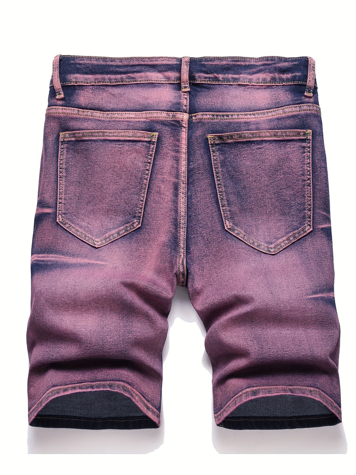 UNICORN Mens Pink Stretch Denim Bermuda Shorts Casual Style Stretch Fabric s m l xl xxl