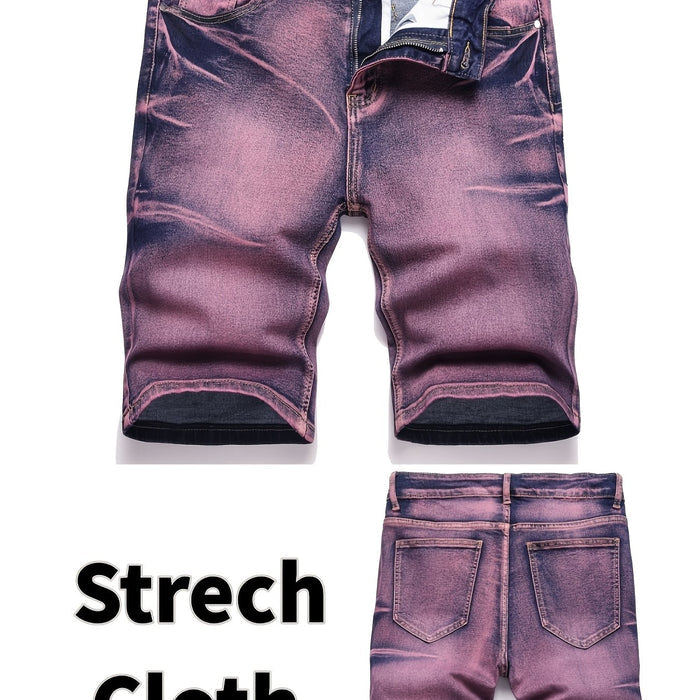 UNICORN Mens Pink Stretch Denim Bermuda Shorts Casual Style Stretch Fabric s m l xl xxl