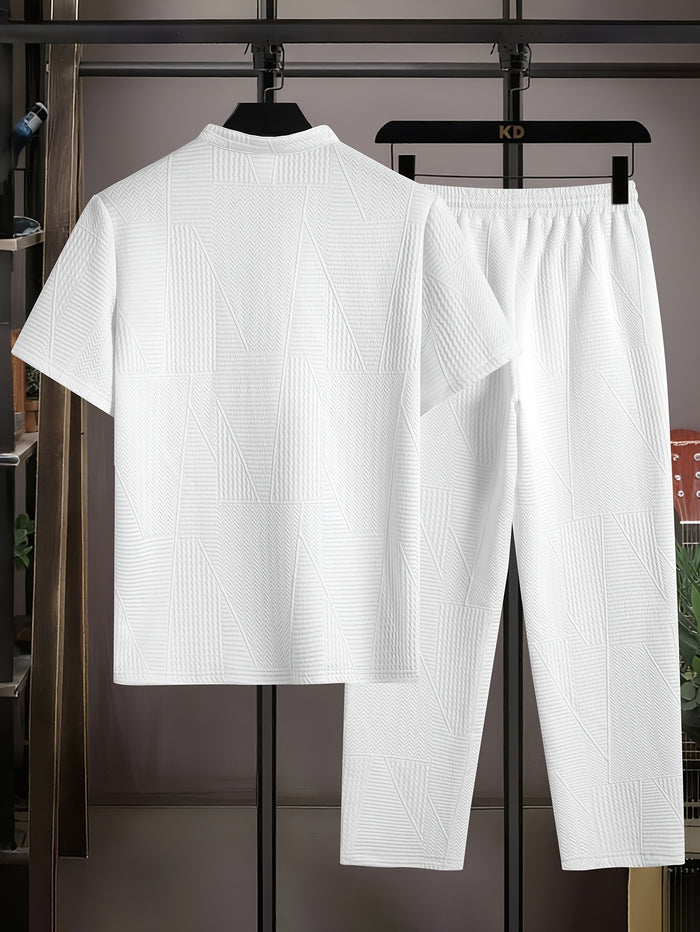 UNICORN Men'S Summer Short Sleeve And Long Pants Two-Piece Camping Set s m l xl xxl