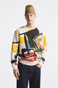 UNICORN Men's sweater beige graphic print by Picasso s m l xl